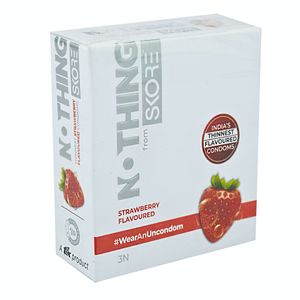 Skore Nothing Thinnest Strawberry Flavoured Condoms 3's Pack